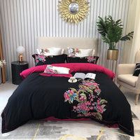 HKM-279891 Luxury 4-Piece European Villa Bedding Set - Soft Cotton Satin Quilt Covers