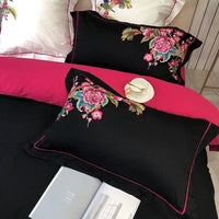 HKM-279891 Luxury 4-Piece European Villa Bedding Set - Soft Cotton Satin Quilt Covers