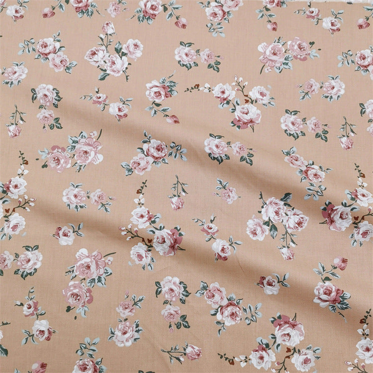 HKM-279891 Pastoral Small Rose Berry Cotton Twill Fabric for Bedding, Clothing and Home Décor