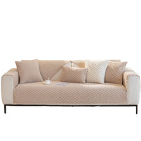 HKM-279955 Cozy Thickened Honeycomb Velvet Sofa Cushion - Dustproof Non-slip Cover in Flannel