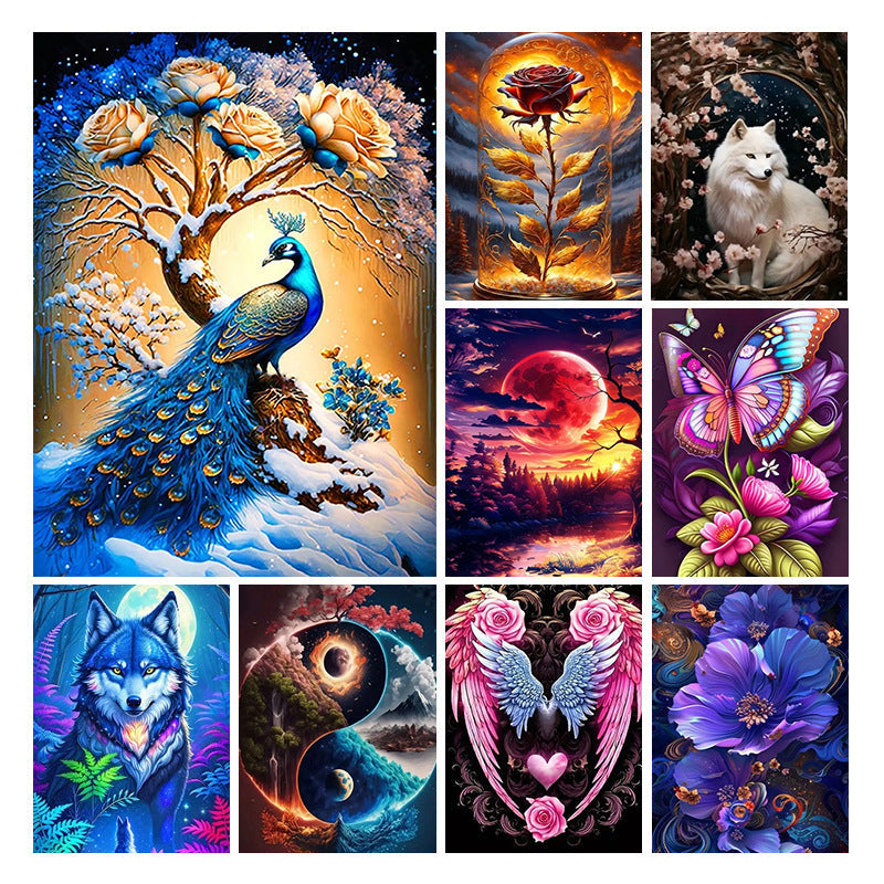 HKM-280147 Animal Diamond Painting - Handmade Landscape Design in Various Sizes