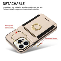 HKM-280147 Leather Phone Case with Card Holder - Compatible with iPhone - Bracket and Anti-Fall Design - Multiple Colors Available