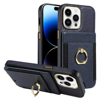 HKM-280147 Leather Phone Case with Card Holder - Compatible with iPhone - Bracket and Anti-Fall Design - Multiple Colors Available
