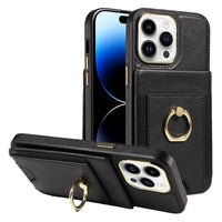 HKM-280147 Leather Phone Case with Card Holder - Compatible with iPhone - Bracket and Anti-Fall Design - Multiple Colors Available