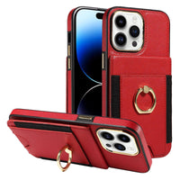 HKM-280147 Leather Phone Case with Card Holder - Compatible with iPhone - Bracket and Anti-Fall Design - Multiple Colors Available