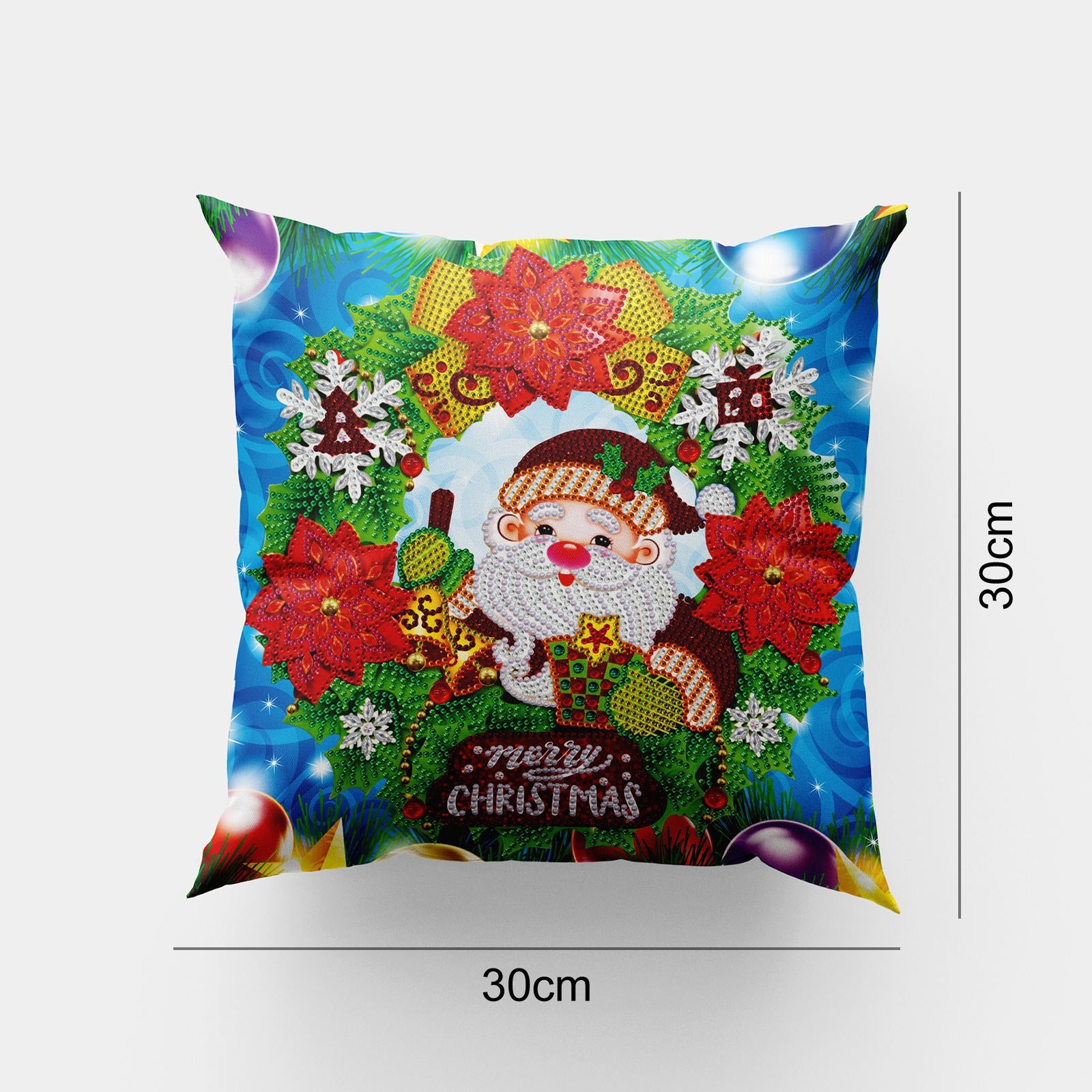 HKM-280275 DIY Christmas Diamond Painting Pillowcase, 30x30cm, Resin Drill Design