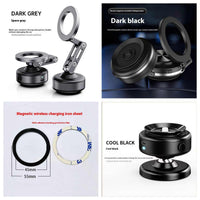 HKM-280275 Magnetic Car Phone Holder with Vacuum Adsorption - 15W Power, Silver & Black Options