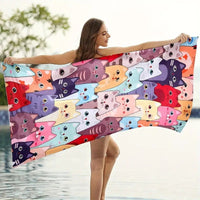 HKM-280467 Microfiber Beach Towel with Vibrant Prints - Soft and Quick-Drying Bath Towel