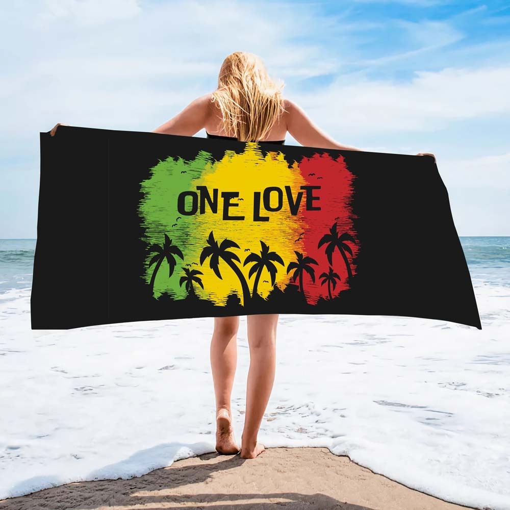 KTX-280467 Microfiber Beach Towel with Vibrant Prints - Soft and Quick-Drying Bath Towel