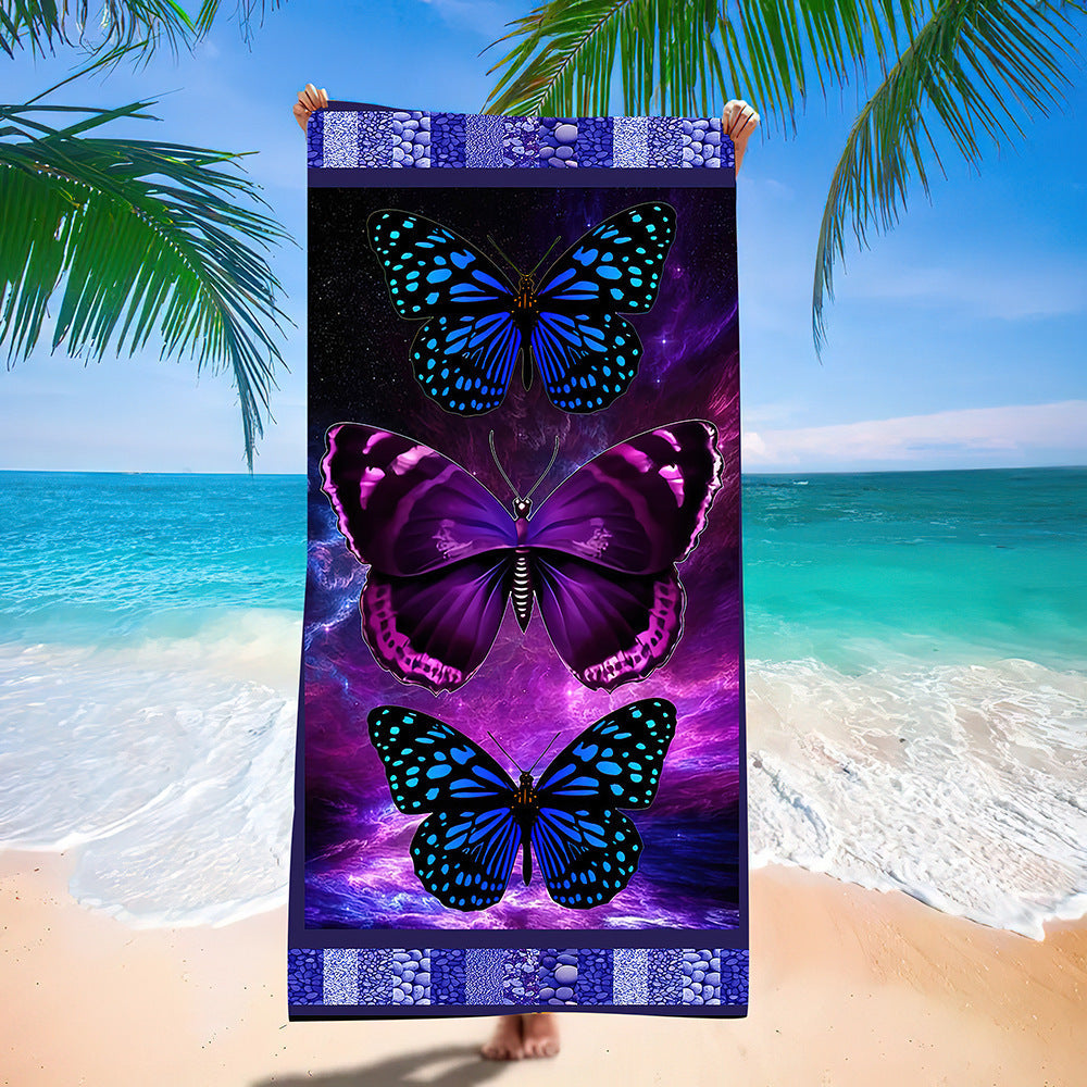 KTX-280467 Microfiber Beach Towel with Vibrant Prints - Soft and Quick-Drying Bath Towel