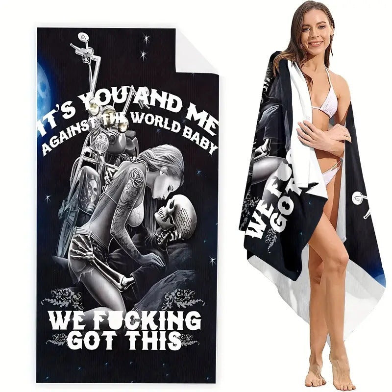 KTX-280467 Microfiber Beach Towel with Vibrant Prints - Soft and Quick-Drying Bath Towel