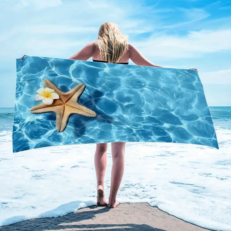 KTX-280467 Microfiber Beach Towel with Vibrant Prints - Soft and Quick-Drying Bath Towel