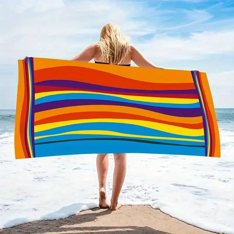 KTX-280467 Microfiber Beach Towel with Vibrant Prints - Soft and Quick-Drying Bath Towel