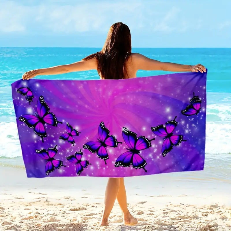 KTX-280467 Microfiber Beach Towel with Vibrant Prints - Soft and Quick-Drying Bath Towel