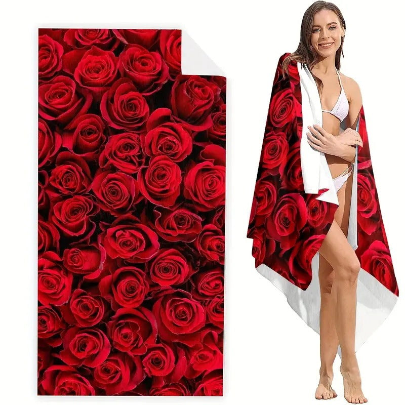 KTX-280467 Microfiber Beach Towel with Vibrant Prints - Soft and Quick-Drying Bath Towel