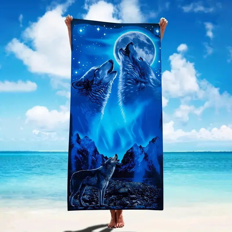 KTX-280467 Microfiber Beach Towel with Vibrant Prints - Soft and Quick-Drying Bath Towel