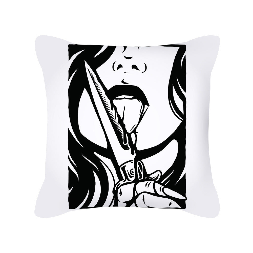 HKM-280595 Skull Print Super Soft Polyester Square Pillow Cushion Cover 45x45cm