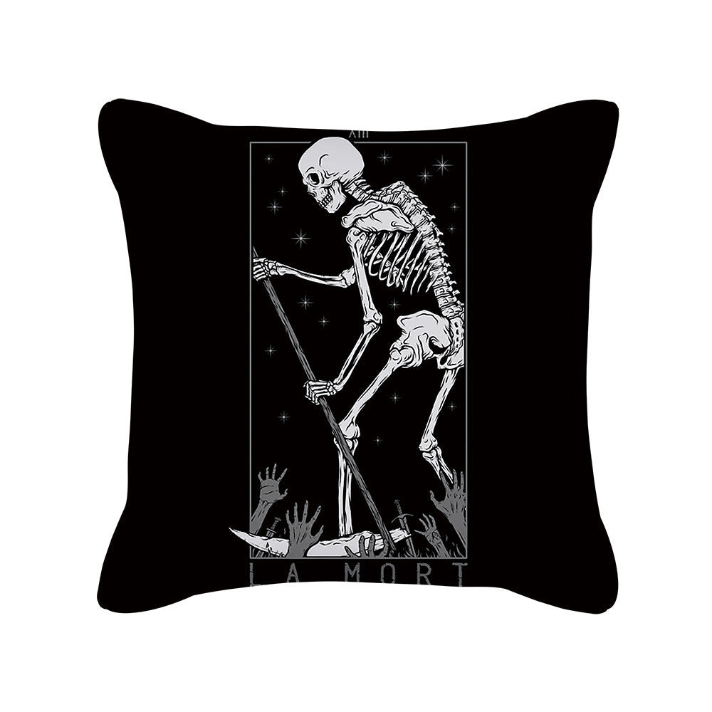 HKM-280595 Skull Print Super Soft Polyester Square Pillow Cushion Cover 45x45cm