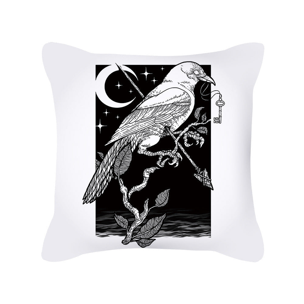 HKM-280595 Skull Print Super Soft Polyester Square Pillow Cushion Cover 45x45cm