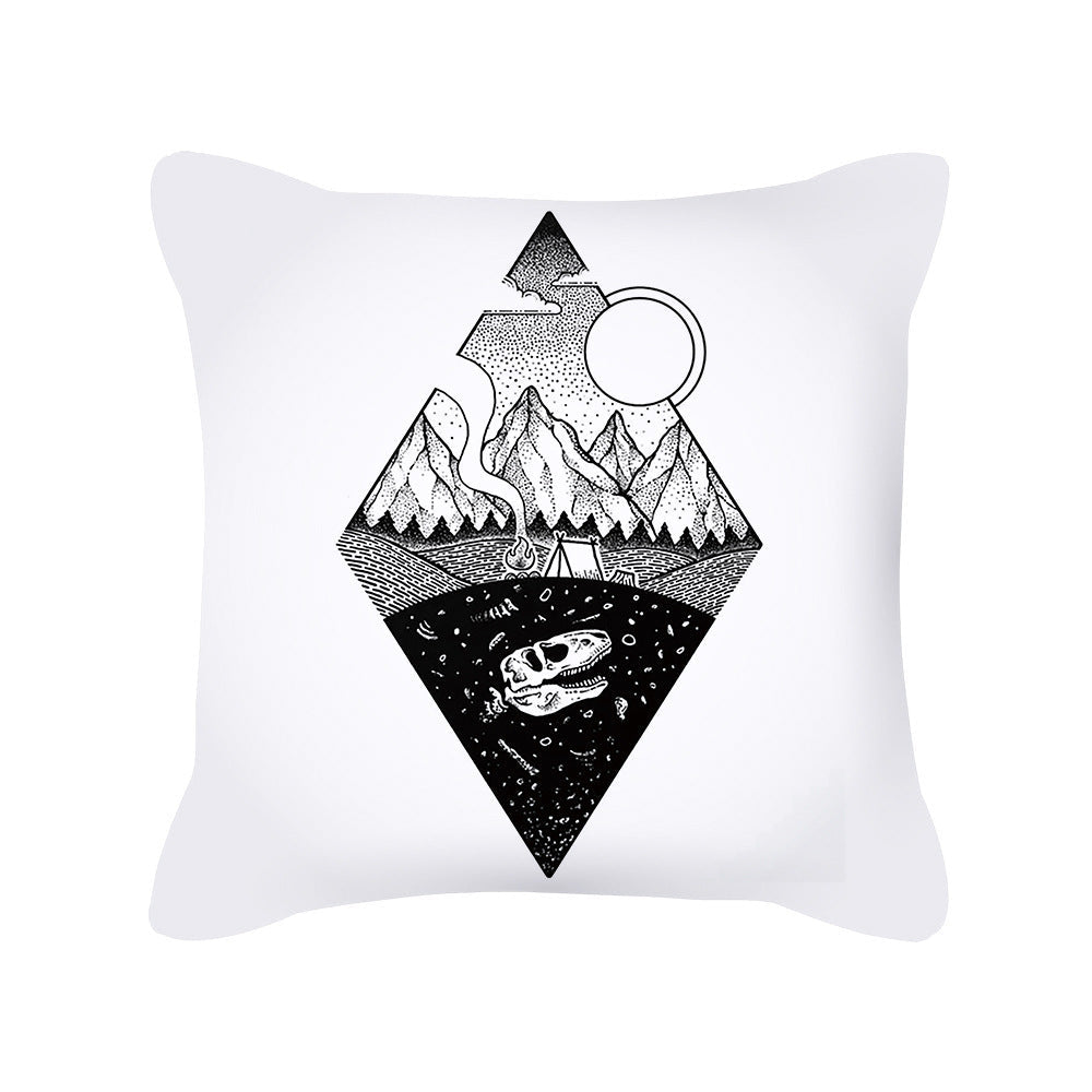 HKM-280595 Skull Print Super Soft Polyester Square Pillow Cushion Cover 45x45cm