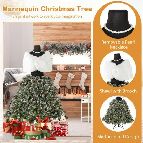 KTX-280659 5 FT Pre-Lit Artificial Christmas Mannequin Tree - Elegant Holiday Decor