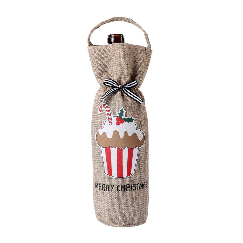 HKM-280659 Portable Wine Bottle Bag in Top Hat, Nordic, and Cake Styles - Polyester Cover for Christmas Decor