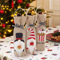 HKM-280659 Portable Wine Bottle Bag in Top Hat, Nordic, and Cake Styles - Polyester Cover for Christmas Decor