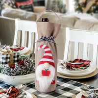 HKM-280659 Portable Wine Bottle Bag in Top Hat, Nordic, and Cake Styles - Polyester Cover for Christmas Decor
