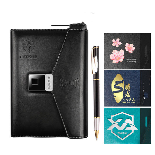 HKM-280723 Bluetooth Fingerprint Lock Notepad with 16GB Memory and Wireless Charging Capability