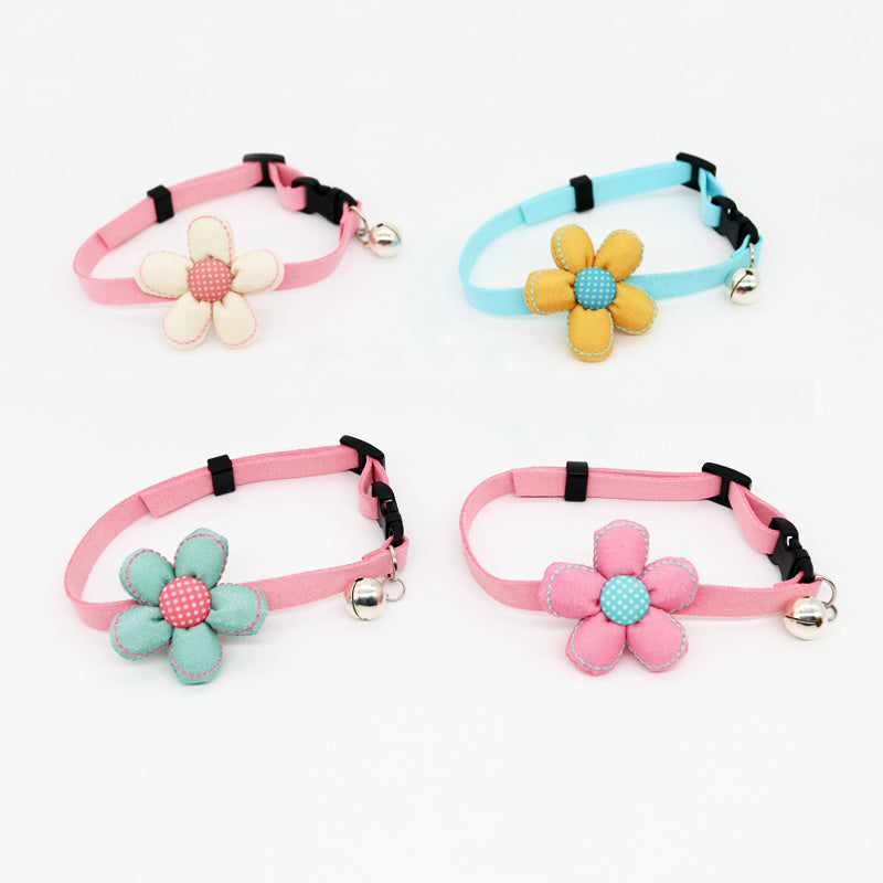 HKM-280915 Fresh Floral Cat and Small Dog Bell Collars with Adjustable Size and Color Options