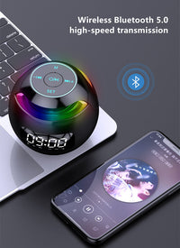 HKM-280915 Oval LED Alarm Clock Bluetooth Speaker with Subwoofer Function - Stylish for Bedroom, Living Room, and Office