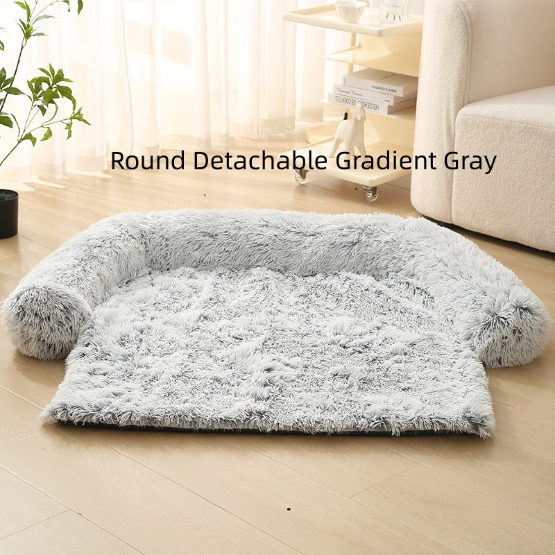 HKM-280979 Cozy Plush Dog Sofa Cushion for Winter Comfort - Available in Multiple Sizes