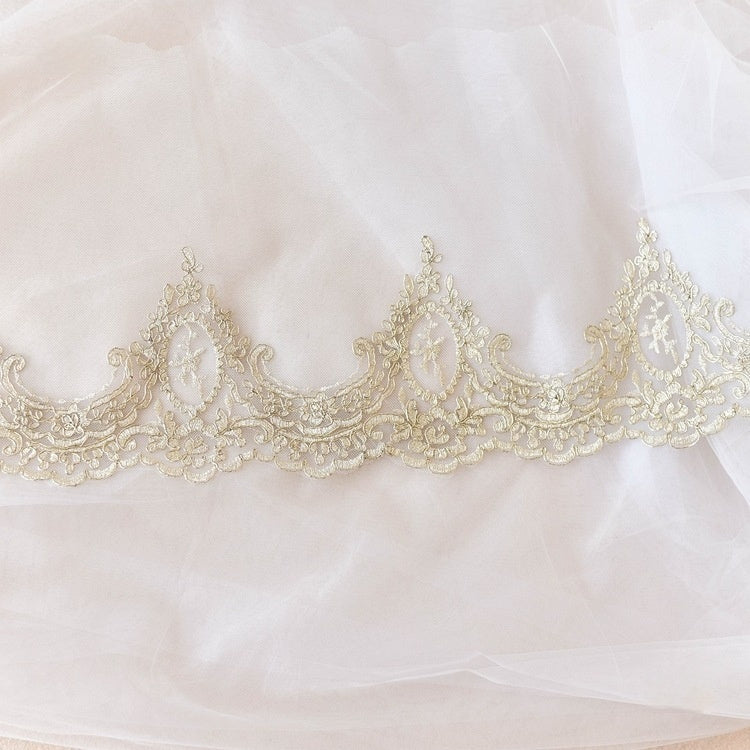 HKM-280979 Extra Wide Light Gold Car Bone Lace for Children's Fashion Accessories