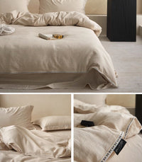 HKM-281043 Japanese Design Linen Cotton Quilt Cover Set - Skin-Friendly Fabric, 80% Cotton, 20% Linen, Three-Piece and Four-Piece Options