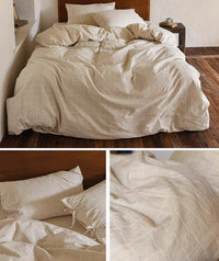 HKM-281043 Japanese Design Linen Cotton Quilt Cover Set - Skin-Friendly Fabric, 80% Cotton, 20% Linen, Three-Piece and Four-Piece Options