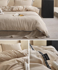 HKM-281043 Japanese Design Linen Cotton Quilt Cover Set - Skin-Friendly Fabric, 80% Cotton, 20% Linen, Three-Piece and Four-Piece Options