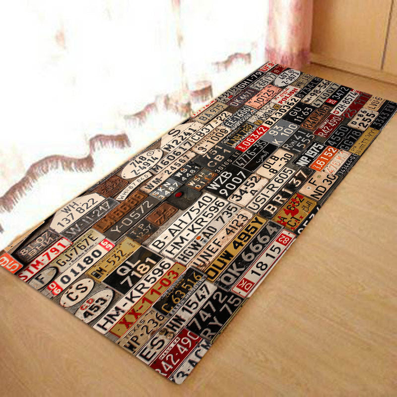 HKM-281043 Wood Grain Pattern Anti-Slip Polyester Floor Mat for Home, Bedroom, Living Room, and Bathroom