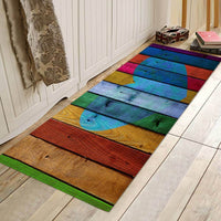 HKM-281043 Wood Grain Pattern Anti-Slip Polyester Floor Mat for Home, Bedroom, Living Room, and Bathroom