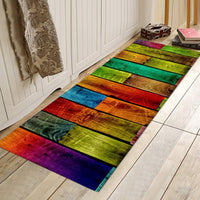 HKM-281043 Wood Grain Pattern Anti-Slip Polyester Floor Mat for Home, Bedroom, Living Room, and Bathroom