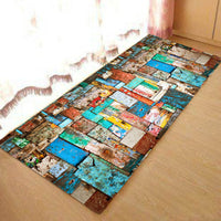 HKM-281043 Wood Grain Pattern Anti-Slip Polyester Floor Mat for Home, Bedroom, Living Room, and Bathroom