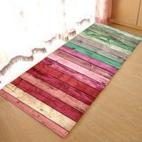 HKM-281043 Wood Grain Pattern Anti-Slip Polyester Floor Mat for Home, Bedroom, Living Room, and Bathroom