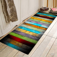 HKM-281043 Wood Grain Pattern Anti-Slip Polyester Floor Mat for Home, Bedroom, Living Room, and Bathroom