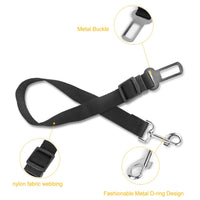 HKM-281171 Adjustable Pet Dog Seat Belt Leash for Car Safety - Nylon Fabric Harness Strap (2 Pcs)