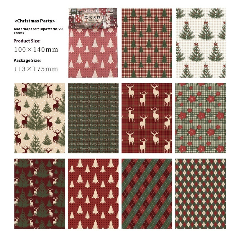 HKM-281171 Retro Decorative Paper Pack – 20 Sheets of Material Paper (100x140mm)