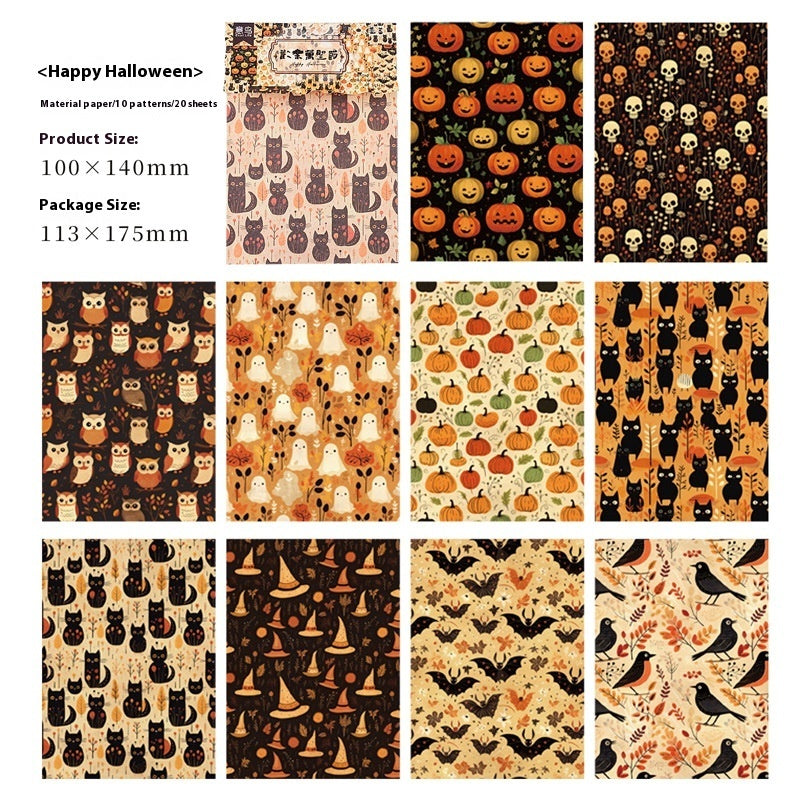 HKM-281171 Retro Decorative Paper Pack – 20 Sheets of Material Paper (100x140mm)