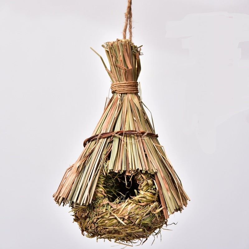 HKM-281299 Hand-Knitted Straw Bird Nest for Creative Gardening Decoration – Multiple Styles Available