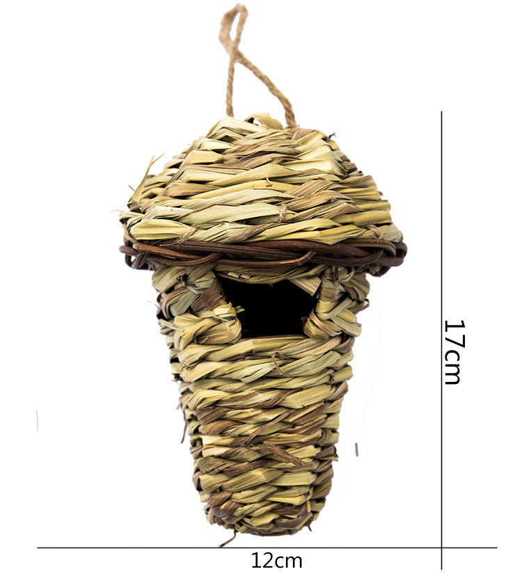 HKM-281299 Hand-Knitted Straw Bird Nest for Creative Gardening Decoration – Multiple Styles Available