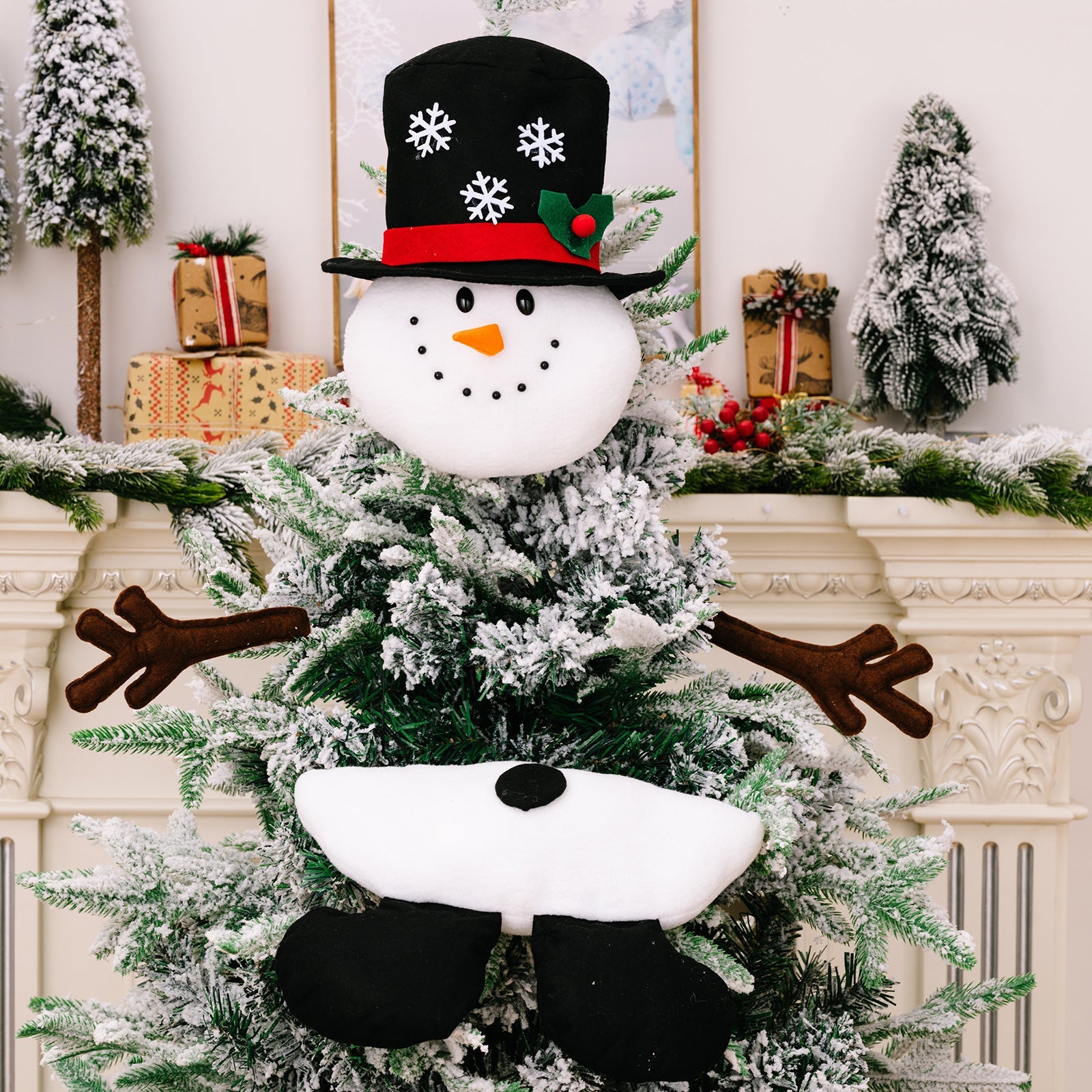 HKM-281491 Christmas Tree Top Decorations - Cloth Ornaments in Old Man, Snowman, and Elk Styles