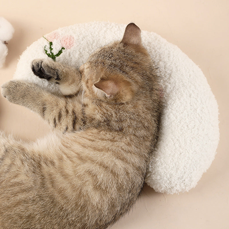 HKM-281491 Small Cotton Dog Cat Plush Pillow in Light Yellow, White, or Blue - 27x17x6 cm