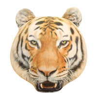 HKM-281491 Tiger Head Plush Toy Pillow - Yellow & White Short Plush, 45x40cm